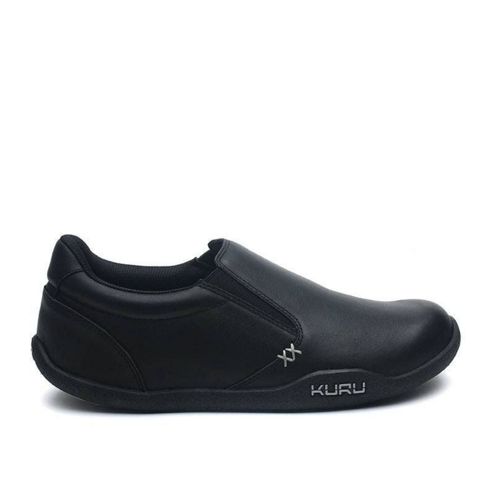 KURU KIVI black leather slip- on shoe